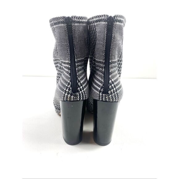 ALDO Lovelee Houndstooth Plaid 3.5” Block Heel Back Zip Ankle Boots Stretch Size - Picture 7 of 10